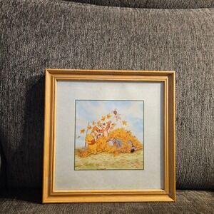 Winnie the Pooh Framed‎ Art Print Autumn Leaves Eeyore Tigger Piglet